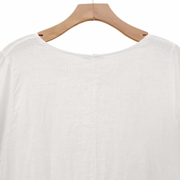 Lungo Larno Dress Womens 1X White Linen Long Sleeve Relaxed Fit Italy Beach - Picture 5 of 12